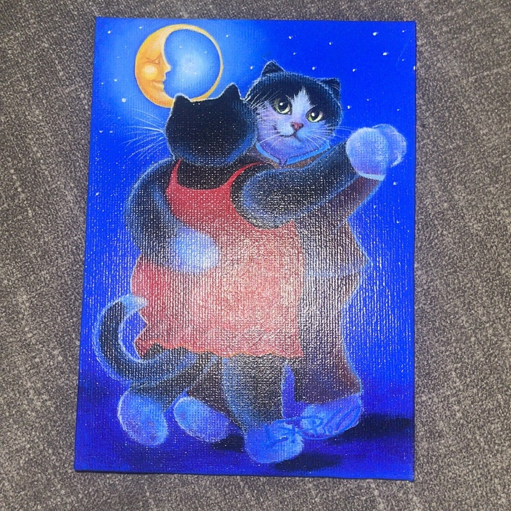 Cat Painting Cats slow dancing under the moon
